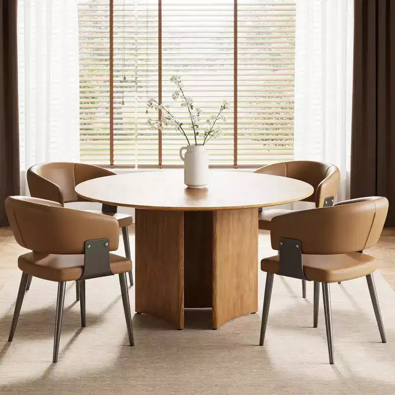 59.05 Inch Round Dining Table Kitchen Table for 6 People Modern Mid Century Circle Desk for Dining Room
