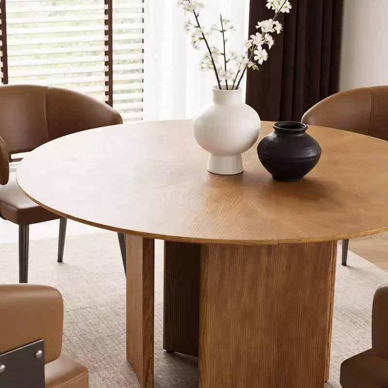59.05 Inch Round Dining Table Kitchen Table for 6 People Modern Mid Century Circle Desk for Dining Room