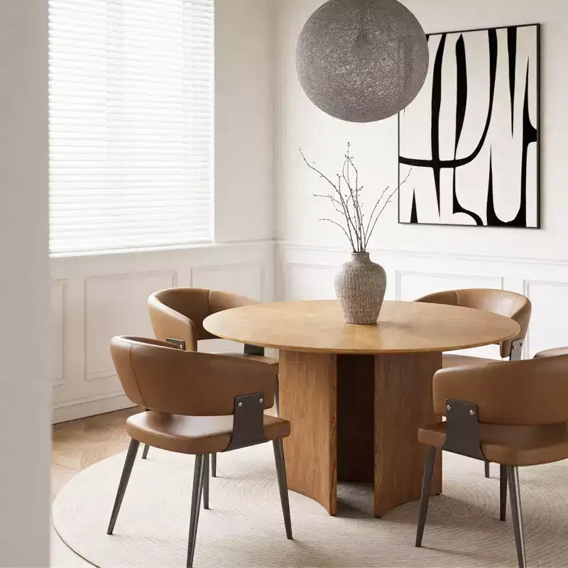 59.05 Inch Round Dining Table Kitchen Table for 6 People Modern Mid Century Circle Desk for Dining Room