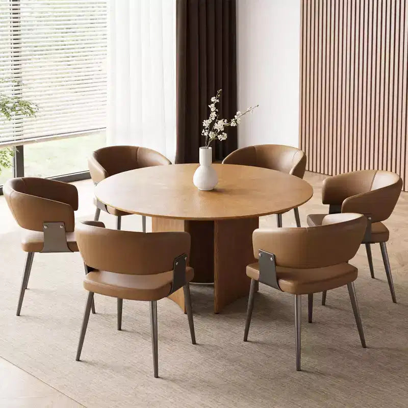 59.05 Inch Round Dining Table Kitchen Table for 6 People Modern Mid Century Circle Desk for Dining Room