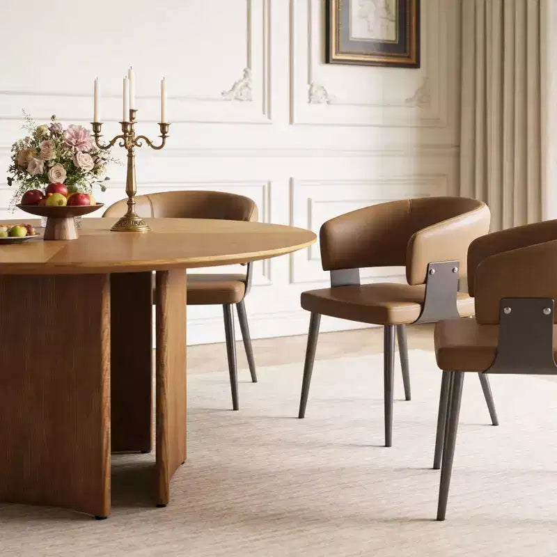 59.05 Inch Round Dining Table Kitchen Table for 6 People Modern Mid Century Circle Desk for Dining Room