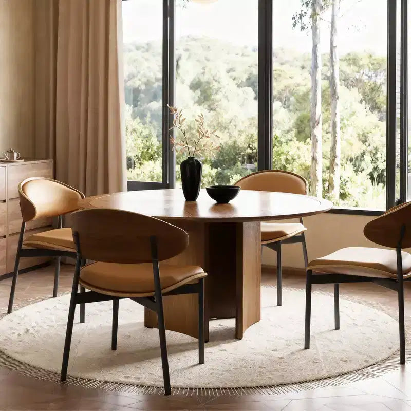 59.05 Inch Round Dining Table Kitchen Table for 6 People Modern Mid Century Circle Desk for Dining Room