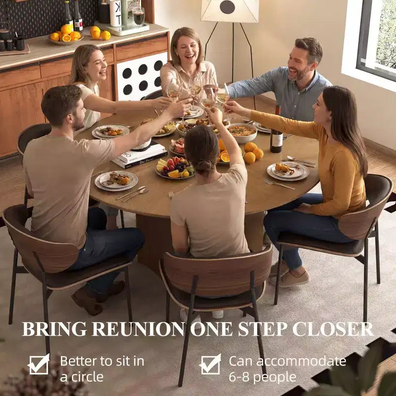 59.05 Inch Round Dining Table Kitchen Table for 6 People Modern Mid Century Circle Desk for Dining Room