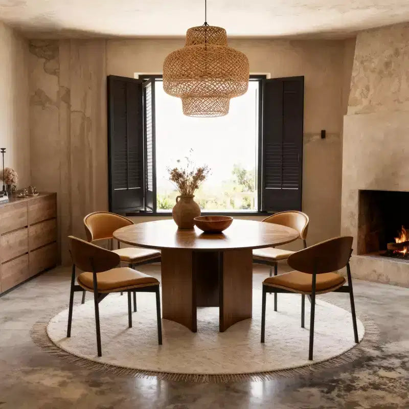 59.05 Inch Round Dining Table Kitchen Table for 6 People Modern Mid Century Circle Desk for Dining Room