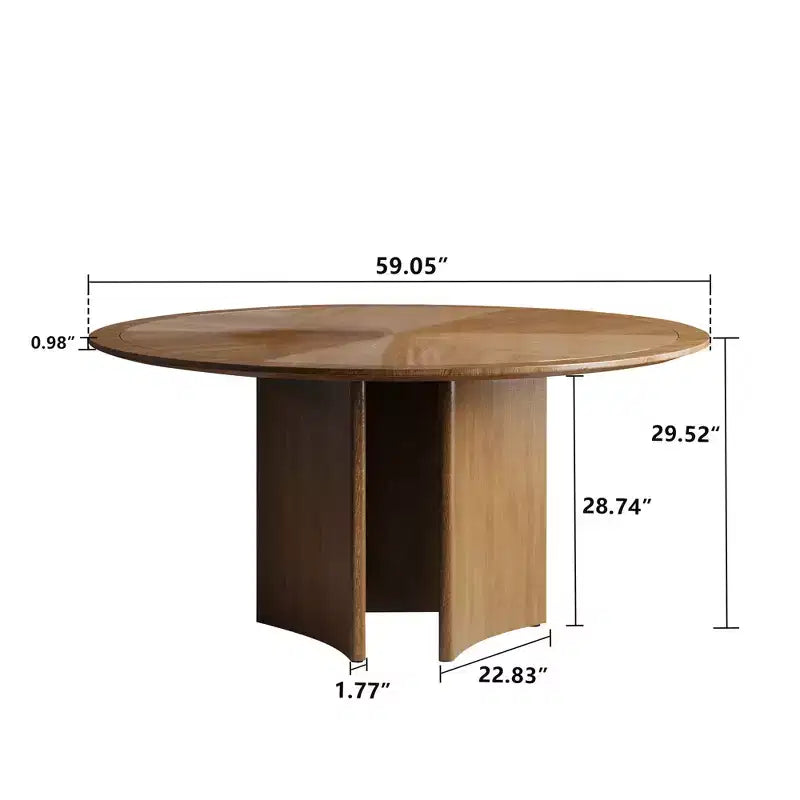 59.05 Inch Round Dining Table Kitchen Table for 6 People Modern Mid Century Circle Desk for Dining Room