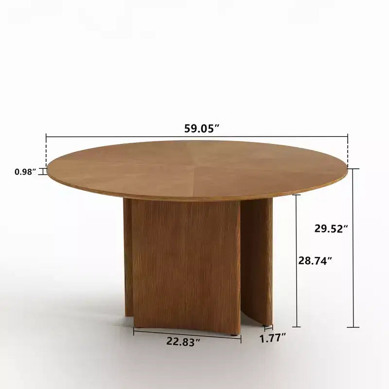 59.05 Inch Round Dining Table Kitchen Table for 6 People Modern Mid Century Circle Desk for Dining Room