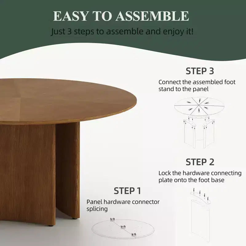 59.05 Inch Round Dining Table Kitchen Table for 6 People Modern Mid Century Circle Desk for Dining Room