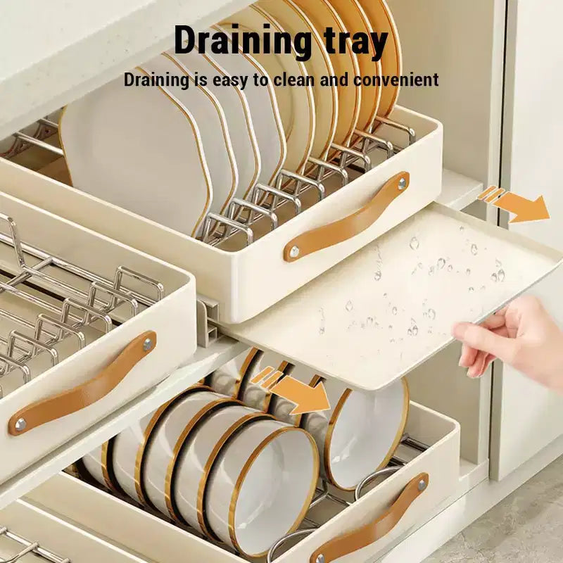 Slide Out Under Sink Cabinet Organizer, Stainless Steel Pull Out Shelves, Drainage Tray Rack, Pull Out Drawers for Kitchen Bathroom Pantry Cabinets