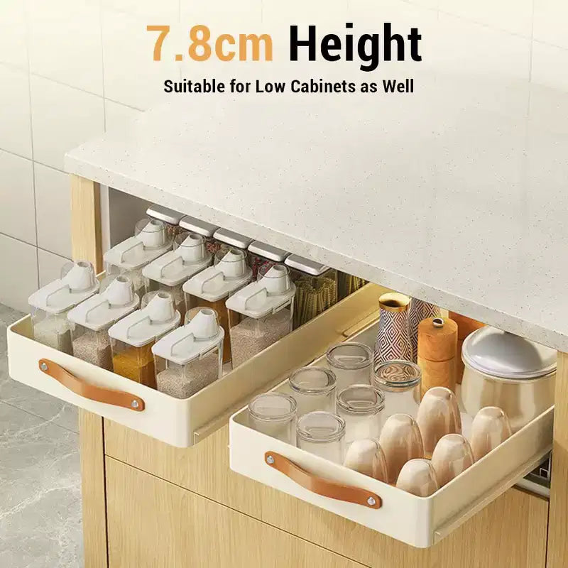 Slide Out Under Sink Cabinet Organizer, Stainless Steel Pull Out Shelves, Drainage Tray Rack, Pull Out Drawers for Kitchen Bathroom Pantry Cabinets