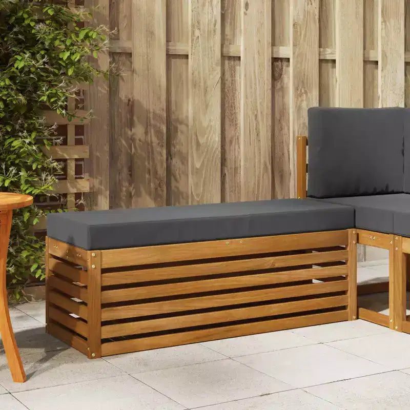 Panca con sgabello, naturale e antracite, 45.28 x 16.93 x 14.57 in