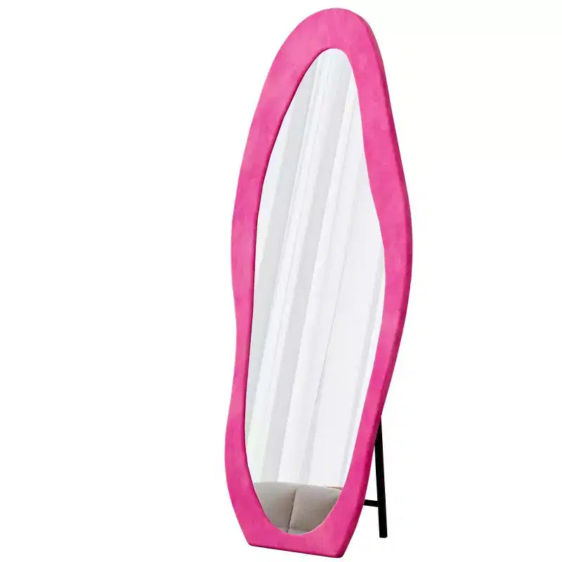 63 x 24 Footprint Shape Irregular Full Length Mirror, Flannel Wrapped Standing Wall Mirror