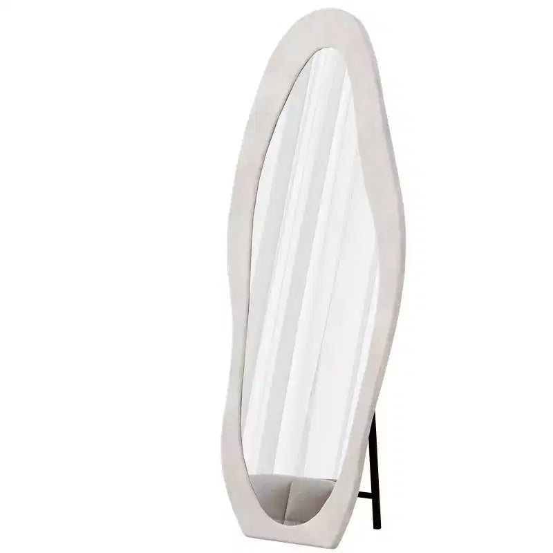 63 x 24 Footprint Shape Irregular Full Length Mirror, Flannel Wrapped Standing Wall Mirror