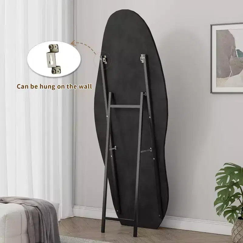 63 x 24 Footprint Shape Irregular Full Length Mirror, Flannel Wrapped Standing Wall Mirror