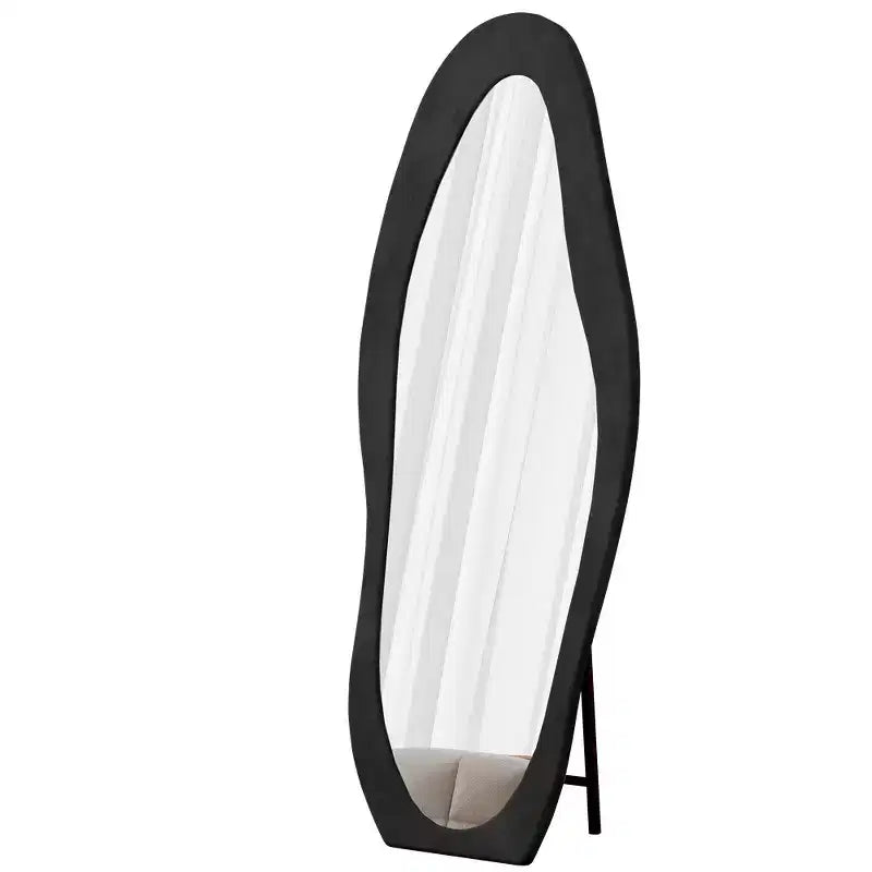 63 x 24 Footprint Shape Irregular Full Length Mirror, Flannel Wrapped Standing Wall Mirror