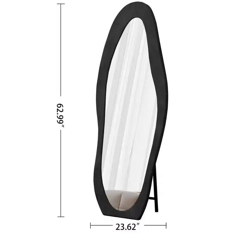 63 x 24 Footprint Shape Irregular Full Length Mirror, Flannel Wrapped Standing Wall Mirror
