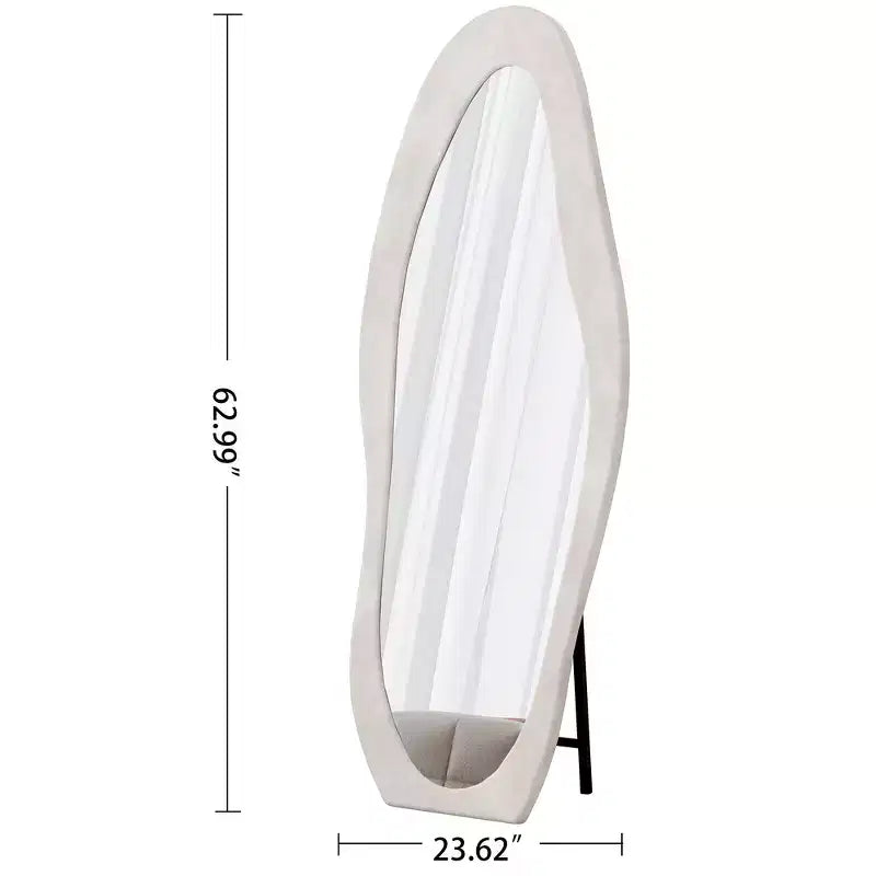 63 x 24 Footprint Shape Irregular Full Length Mirror, Flannel Wrapped Standing Wall Mirror