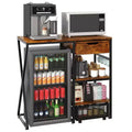 41.7in Mini Fridge Stand with Storage, 3-Tier Microwave Stand &amp; Coffee Bar Organizer with Power Outlet, 160LBS Sturdy
