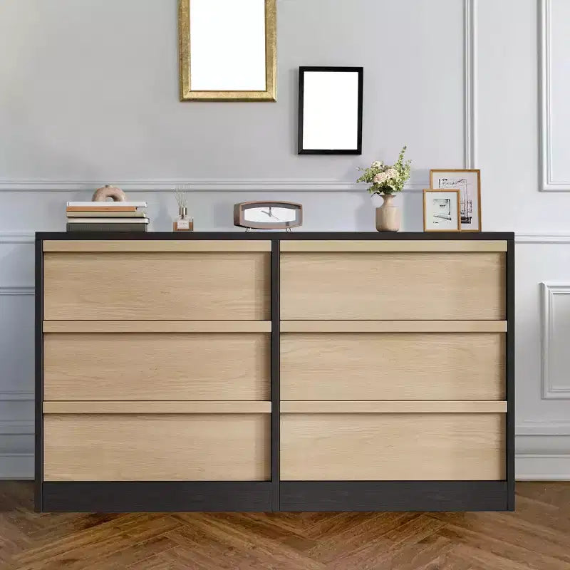 Cassettiera a 6 cassetti per camera da letto, cassettiera doppia moderna con 6 ampi cassetti, in legno, per soggiorno, cameretta, ingresso