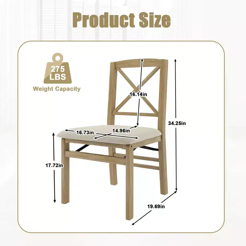 Set di 2 sedie da pranzo con seduta imbottita, pieghevoli, per cucina, sala da pranzo e spazi piccoli, salvaspazio e decorative