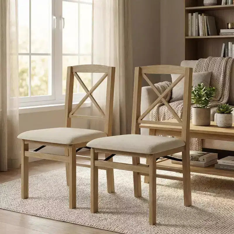 Set di 2 sedie da pranzo con seduta imbottita, pieghevoli, per cucina, sala da pranzo e spazi piccoli, salvaspazio e decorative
