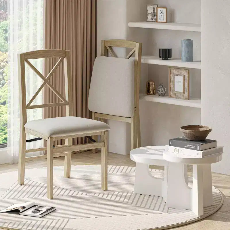 Set di 2 sedie da pranzo con seduta imbottita, pieghevoli, per cucina, sala da pranzo e spazi piccoli, salvaspazio e decorative