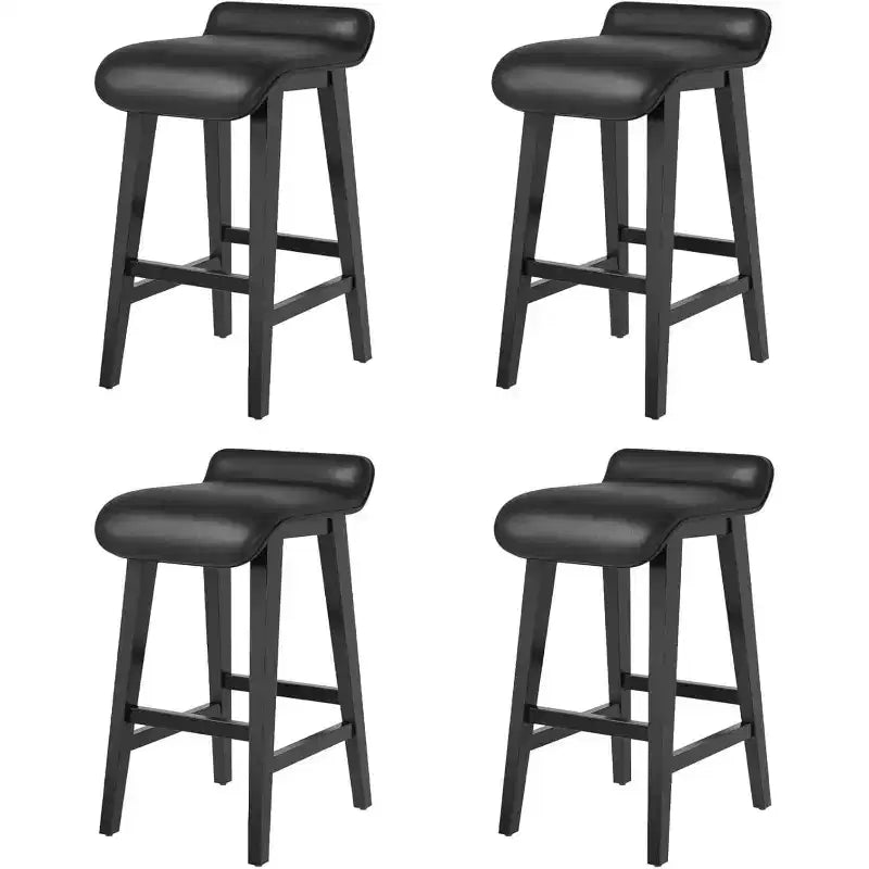 Bar Stools Set, Counter Height Bar Stools, Upholstered Bar Chairs with Low Back, Footrest, Industrial Modern Bar Stools with PU Leather Cushion