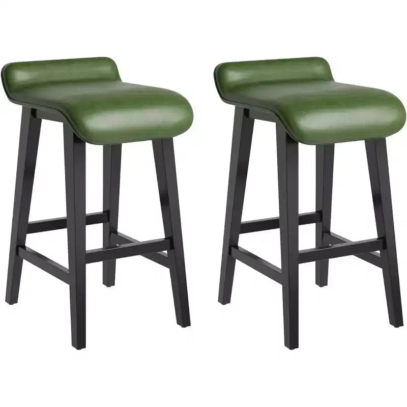 Bar Stools Set, Counter Height Bar Stools, Upholstered Bar Chairs with Low Back, Footrest, Industrial Modern Bar Stools with PU Leather Cushion