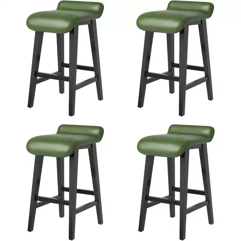 Bar Stools Set, Counter Height Bar Stools, Upholstered Bar Chairs with Low Back, Footrest, Industrial Modern Bar Stools with PU Leather Cushion