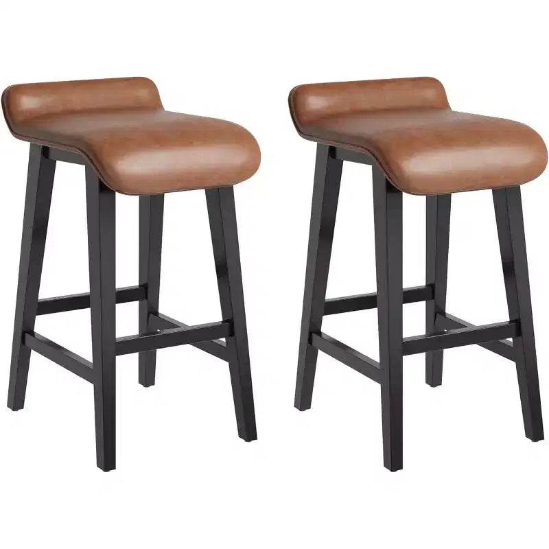 Bar Stools Set, Counter Height Bar Stools, Upholstered Bar Chairs with Low Back, Footrest, Industrial Modern Bar Stools with PU Leather Cushion