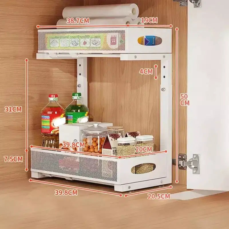 Under Sink Organizer 2 Tier, Pull Out Drawer Metal Cabinet Organizer, Storage for Kitchen/Bathroom/Closet