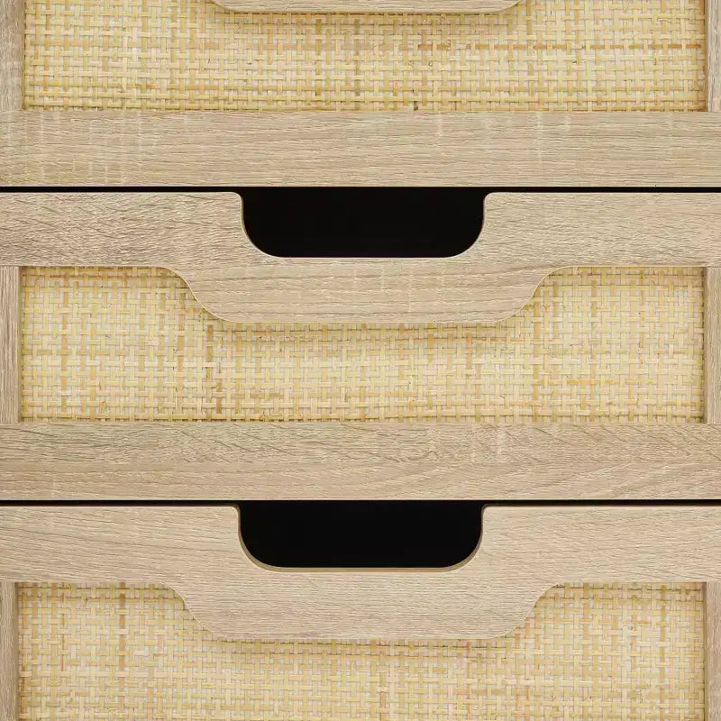 2 Pack Rattan Nightstand with 3 Drawers, Metal Legs, Farmhouse Boho Bedside Table, Sturdy for Bedroom Small Spaces