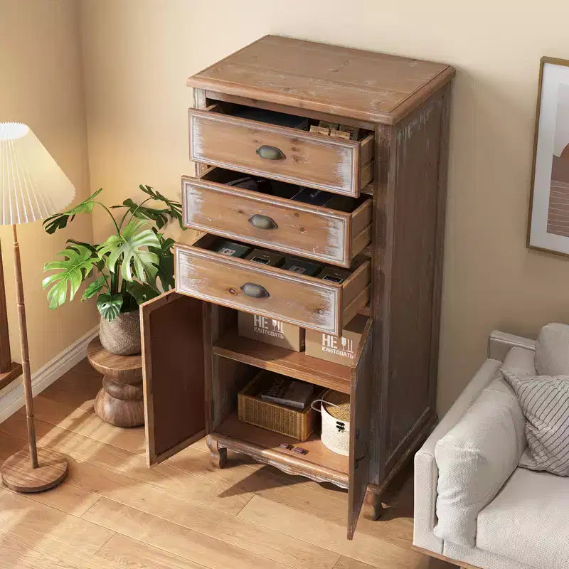 Credenza rustica in legno massello con 3 cassetti