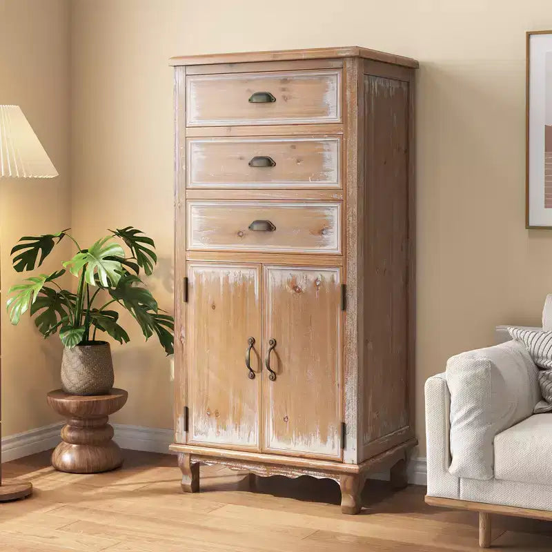 Credenza rustica in legno massello con 3 cassetti