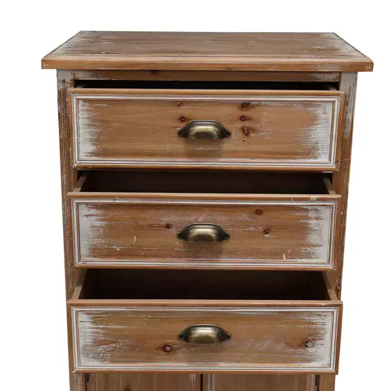 Credenza rustica in legno massello con 3 cassetti