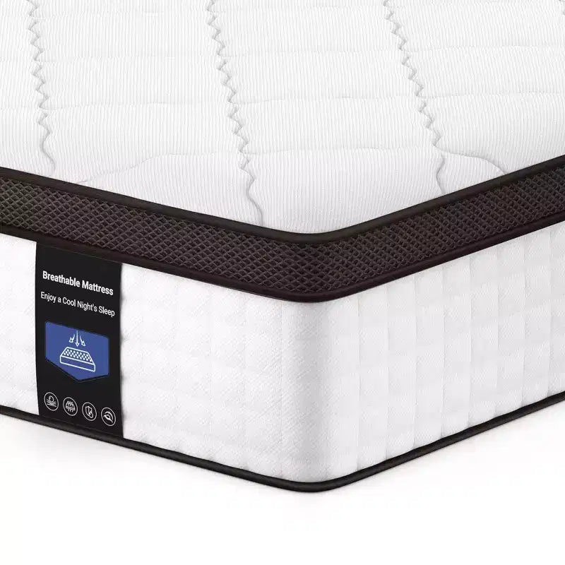Materasso ibrido premium da 12 pollici, di rigidità media, compatibile con letto a piattaforma, rete con contenitore o base a doghe