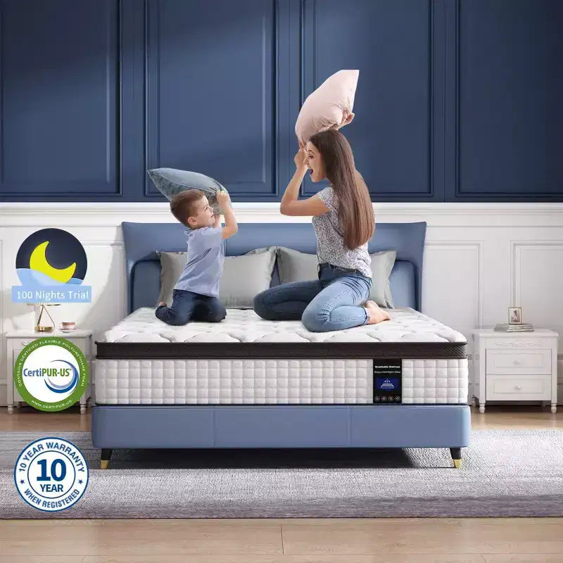 Materasso ibrido premium da 12 pollici, di rigidità media, compatibile con letto a piattaforma, rete con contenitore o base a doghe