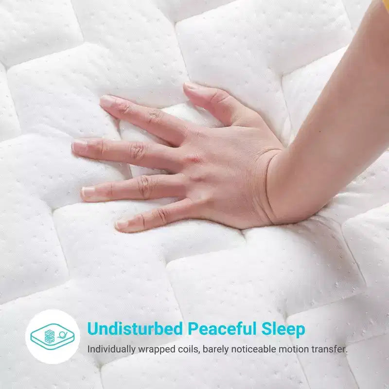 8 inch Breathable Bamboo Charcoal Hybrid Mattress - Compatible with Platform Bed, Box Spring, or Slat Base