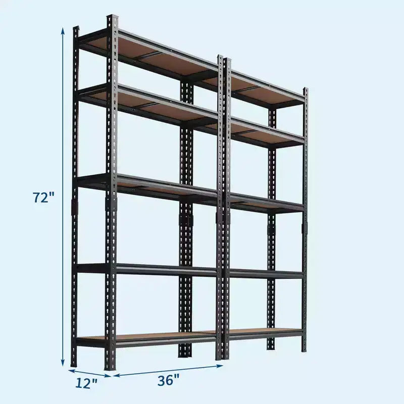 5 Tier Heavy Duty Storage Shelves, Adjustable Metal Garage Shelving Unit, 72'' H, 2200 lbs Capacity