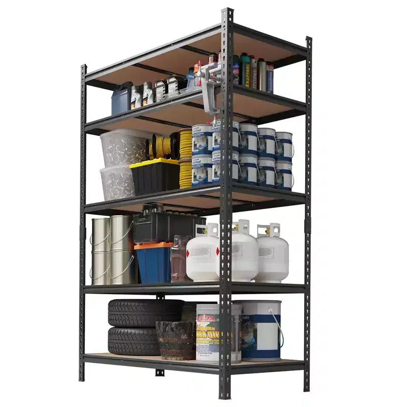 5 Tier Heavy Duty Storage Shelves, Adjustable Metal Garage Shelving Unit, 72'' H, 2200 lbs Capacity