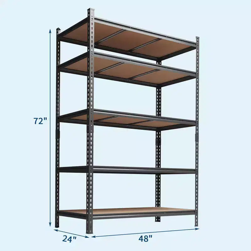 5 Tier Heavy Duty Storage Shelves, Adjustable Metal Garage Shelving Unit, 72'' H, 2200 lbs Capacity