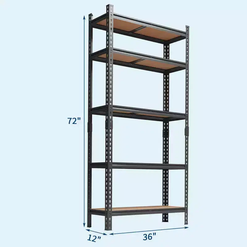 5 Tier Heavy Duty Storage Shelves, Adjustable Metal Garage Shelving Unit, 72'' H, 2200 lbs Capacity