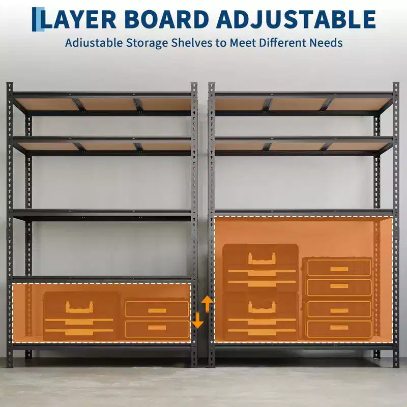 5 Tier Heavy Duty Storage Shelves, Adjustable Metal Garage Shelving Unit, 72'' H, 2200 lbs Capacity