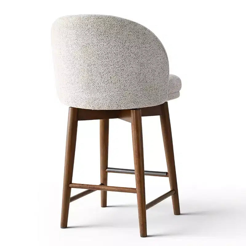 Set of 2 Modern Swivel Counter Stools with Upholstered Seat, 360 Rotating Kitchen Island or Home Bar Chairs with Solid Wood Legs