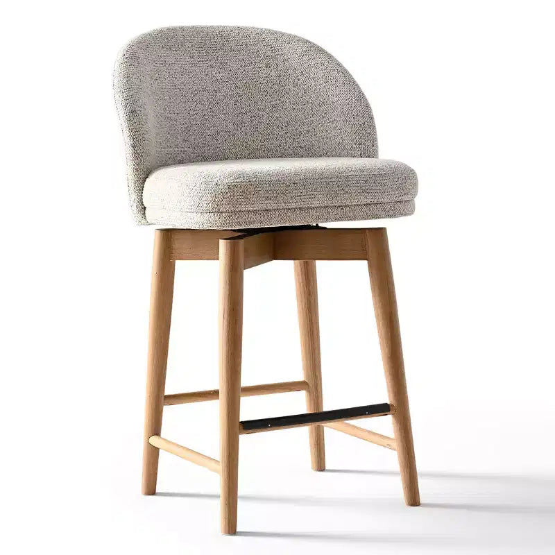 Set di 2 sgabelli moderni girevoli da bancone con seduta imbottita, sedie girevoli a 360° per isola della cucina o bar di casa, con gambe in legno massello