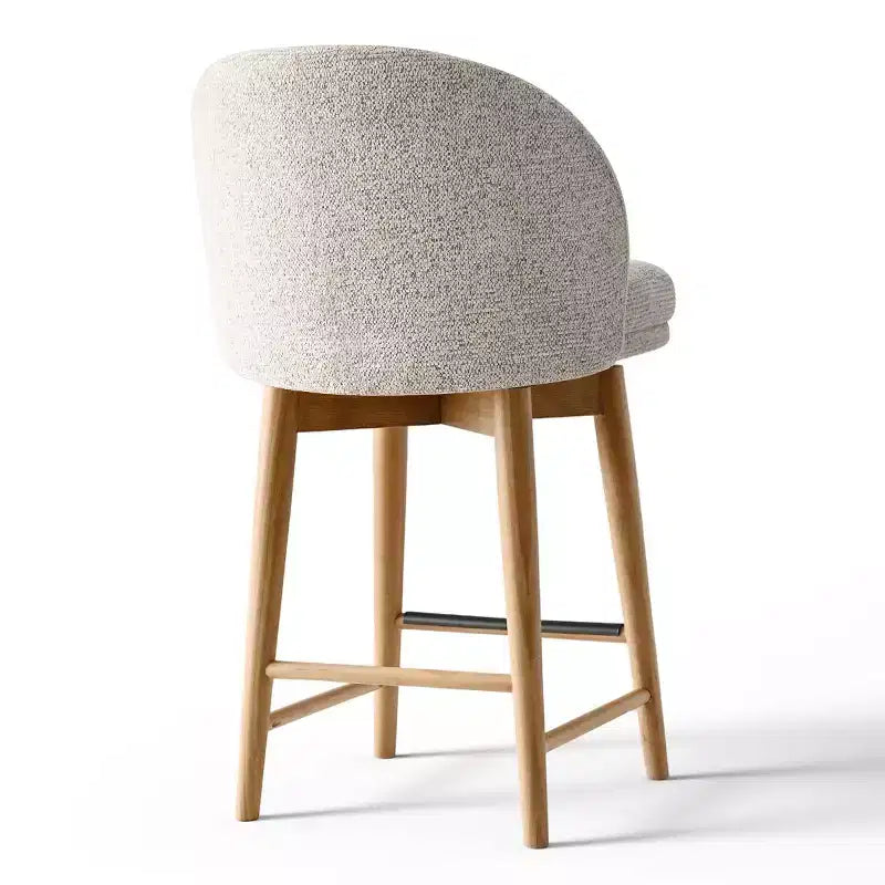 Set of 2 Modern Swivel Counter Stools with Upholstered Seat, 360 Rotating Kitchen Island or Home Bar Chairs with Solid Wood Legs