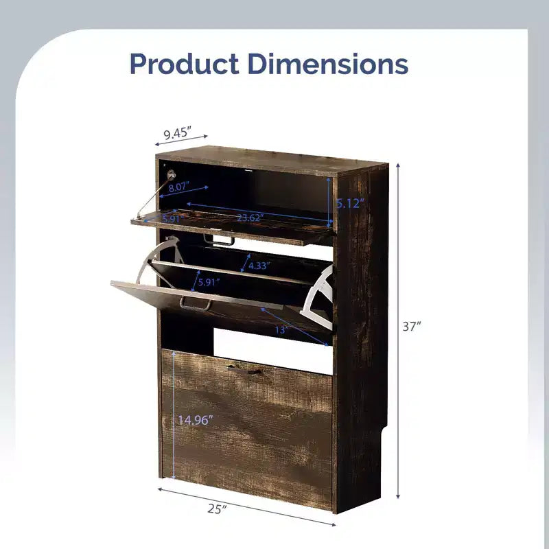 Concealed shoe cabinet (with 3 tilt-out doors)