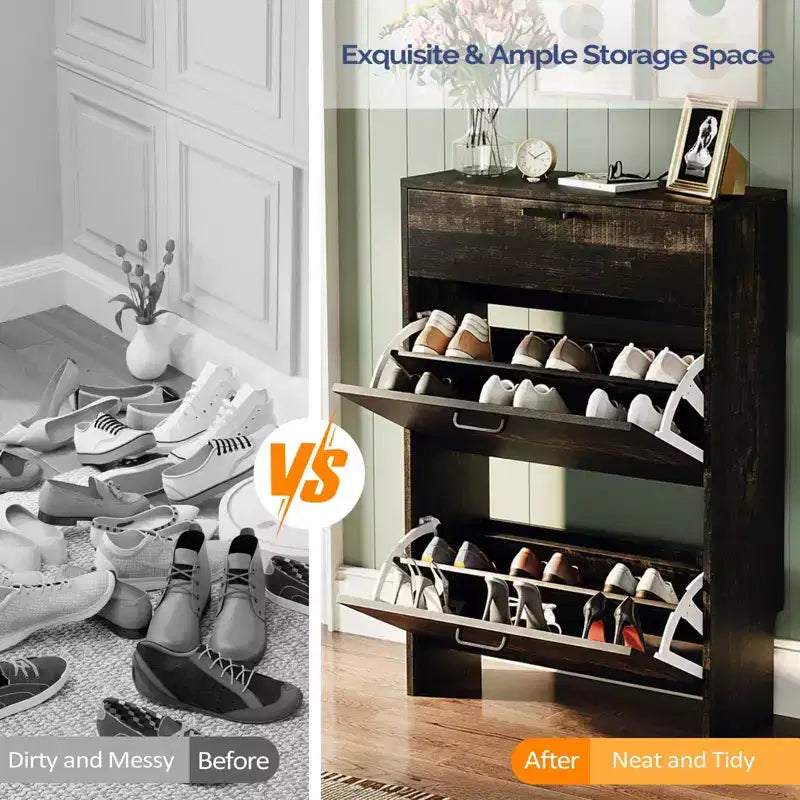 Concealed shoe cabinet (with 3 tilt-out doors)